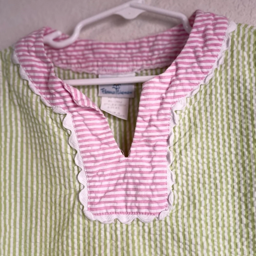 Florence Eiseman Lime Green and Pink Gingham Long Sleeve Dress size 5